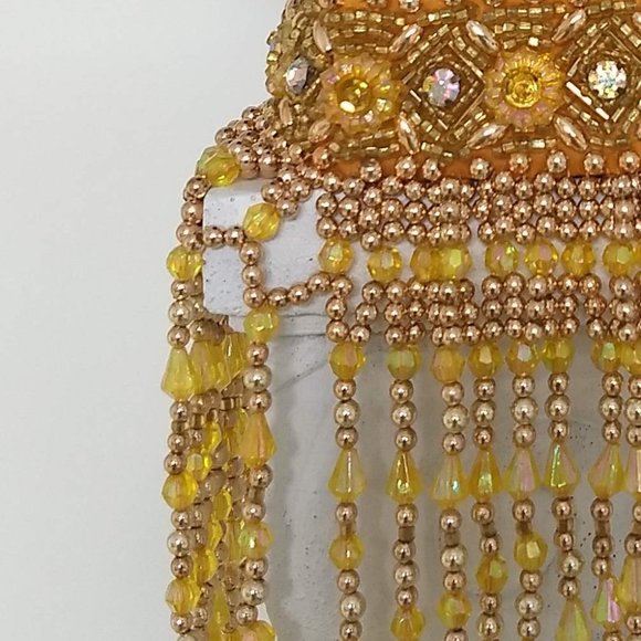 RARE vintage 60s waterfall bead choker collar bib purse set - Picture 5 of 15